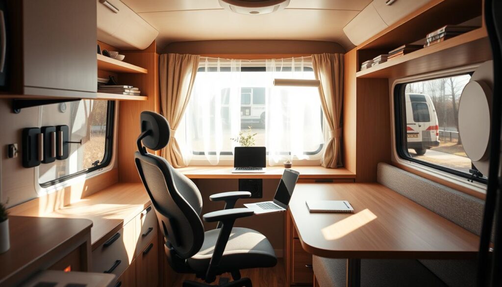 organizacja przestrzeni roboczej w kamperze