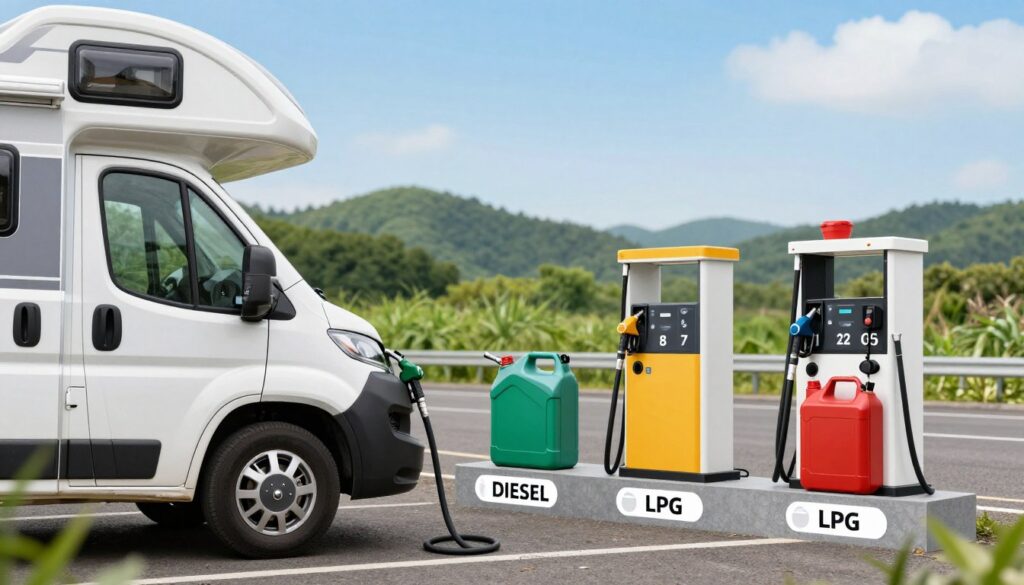 porównanie paliw diesel benzyna lpg kamper